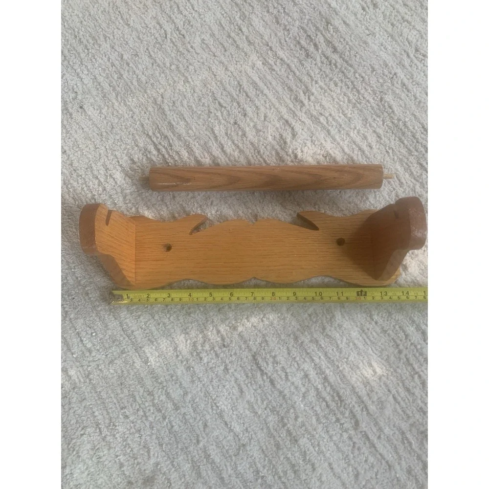 Vintage Wooden Oak Farmhouse Paper Towel Holder Wall Mount Rustic